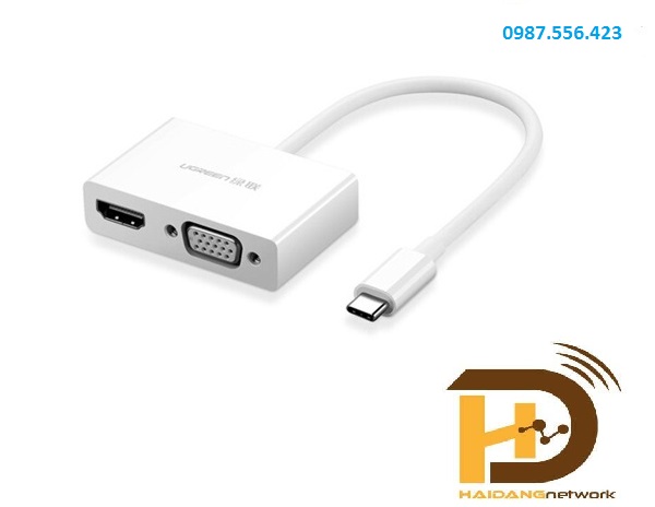 Cáp chuyển đổi USB-C to HDMI, VGA Ugreen 30843